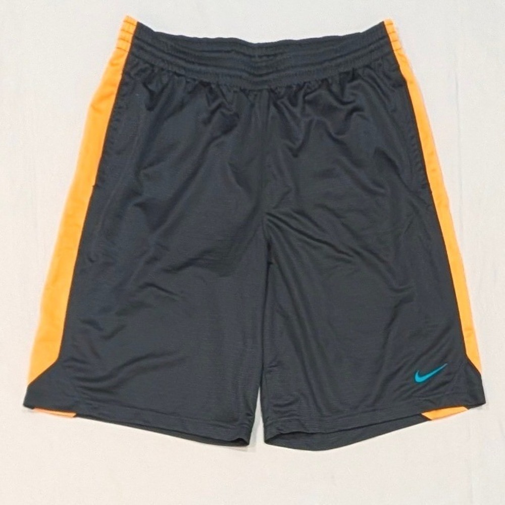 Nike Mens XL Basketball Shorts Gray Orange Mesh Pockets Drawstring Athletic